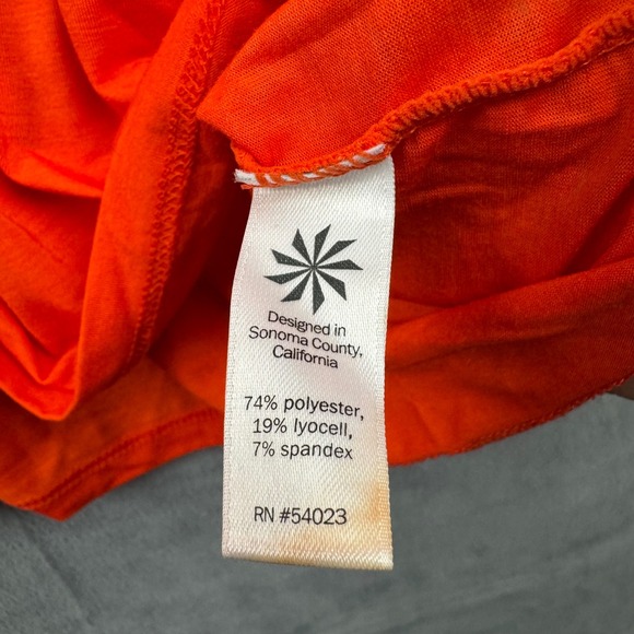 Athleta V Neck Tee Shirt Womens 1X Plus Size Orange Casual Short Sleeve Top - Picture 6 of 8